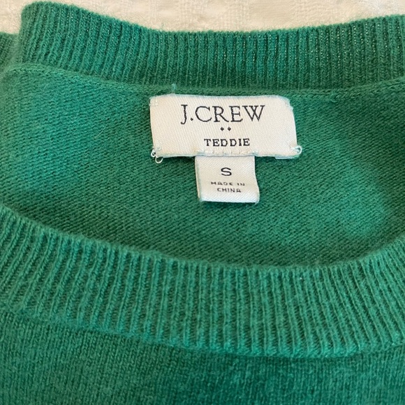 J. Crew Teddie Sweater Kelly green size small wool cotton blend crew neck - Picture 7 of 9